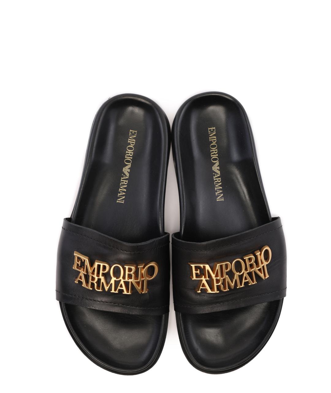 EMPORIO ARMANI Черные шлепанцы, фото 4