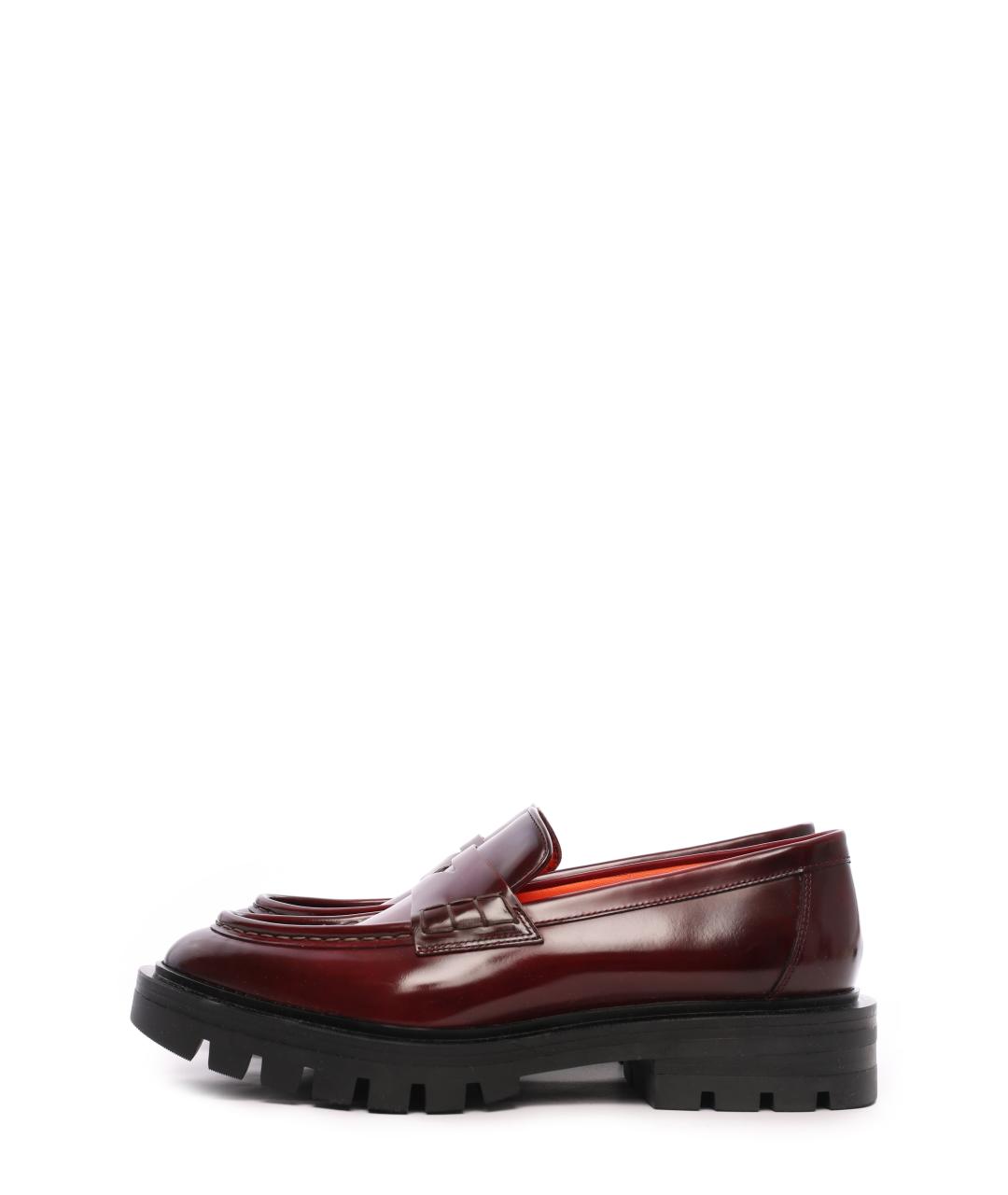SANTONI Бордовые кожаные лоферы, фото 7