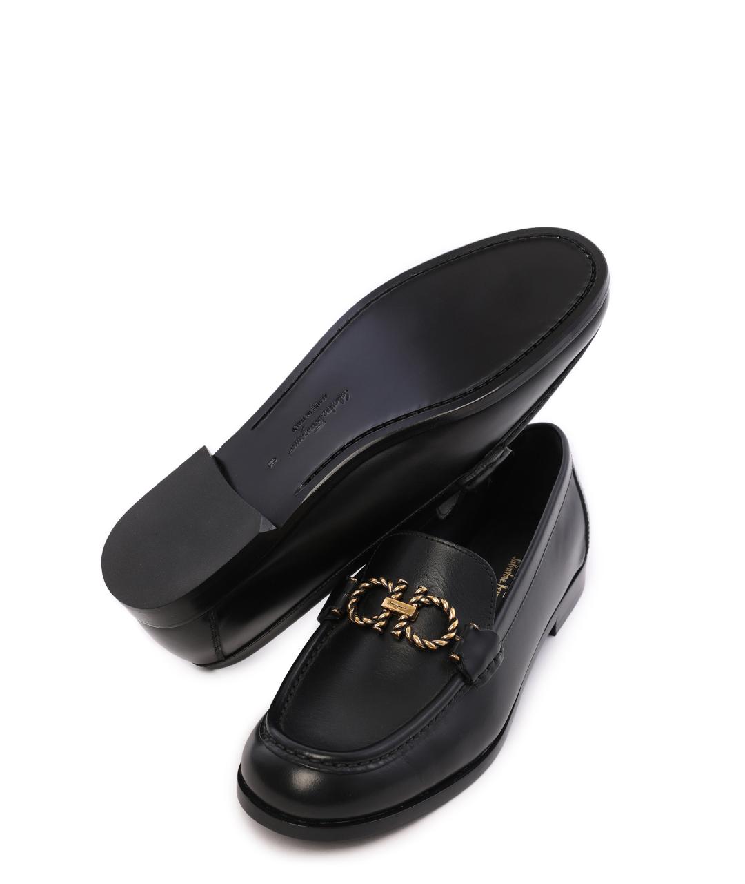 FERRAGAMO Черные кожаные лоферы, фото 2