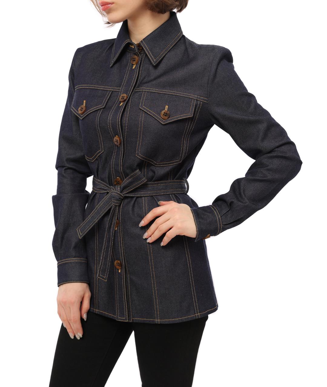 VICTORIA BECKHAM Синяя хлопковая рубашка, фото 6