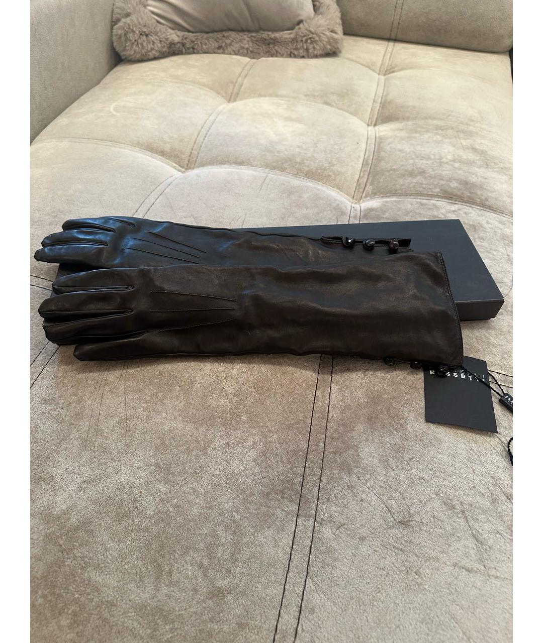 FRATELLI ROSSETTI Черные кожаные перчатки, фото 6