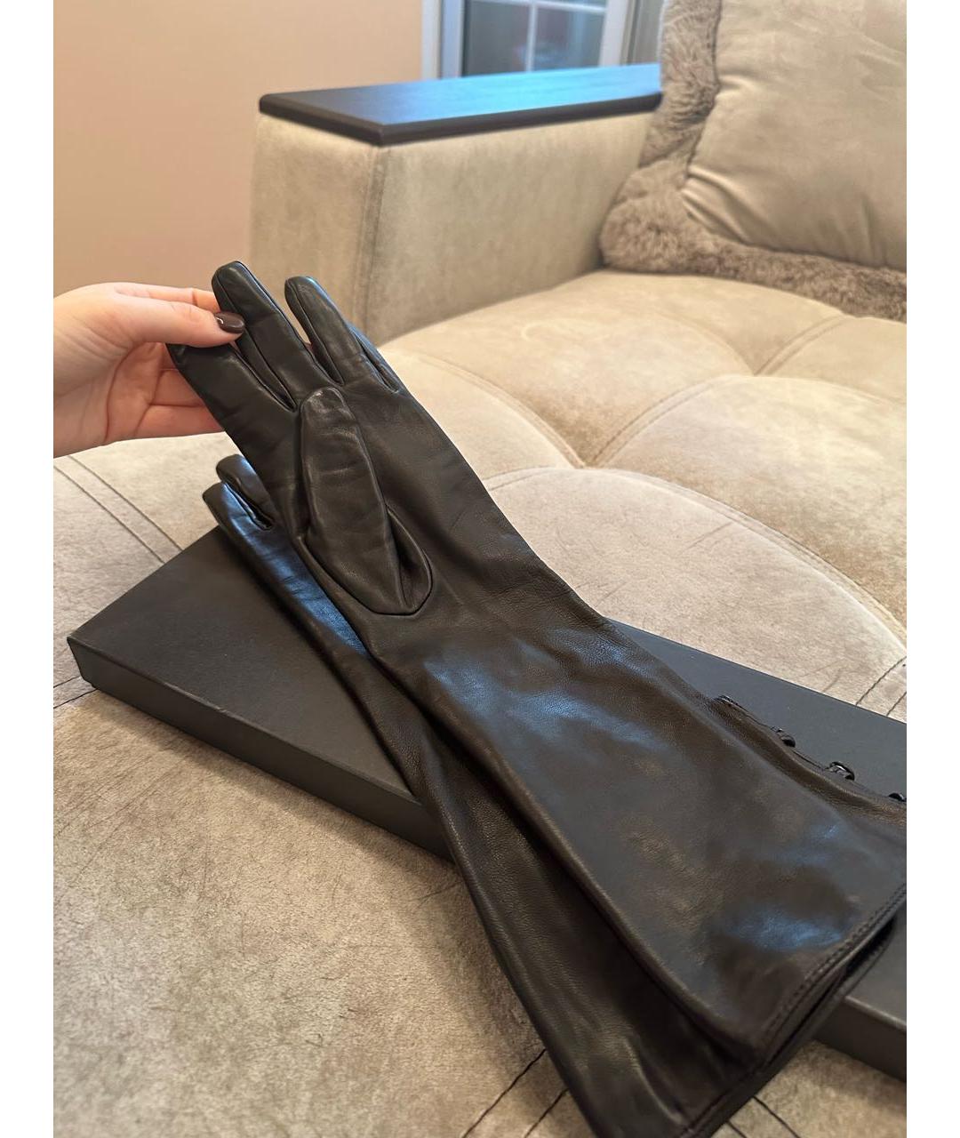 FRATELLI ROSSETTI Черные кожаные перчатки, фото 2
