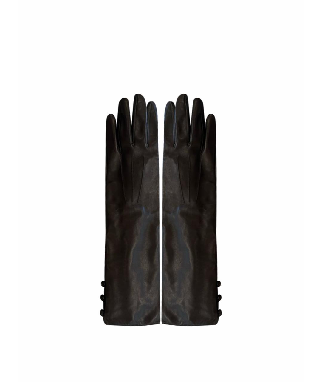 FRATELLI ROSSETTI Черные кожаные перчатки, фото 1