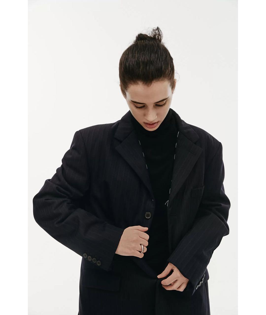 MAISON MARGIELA Темно-синий шерстяной жакет/пиджак, фото 5