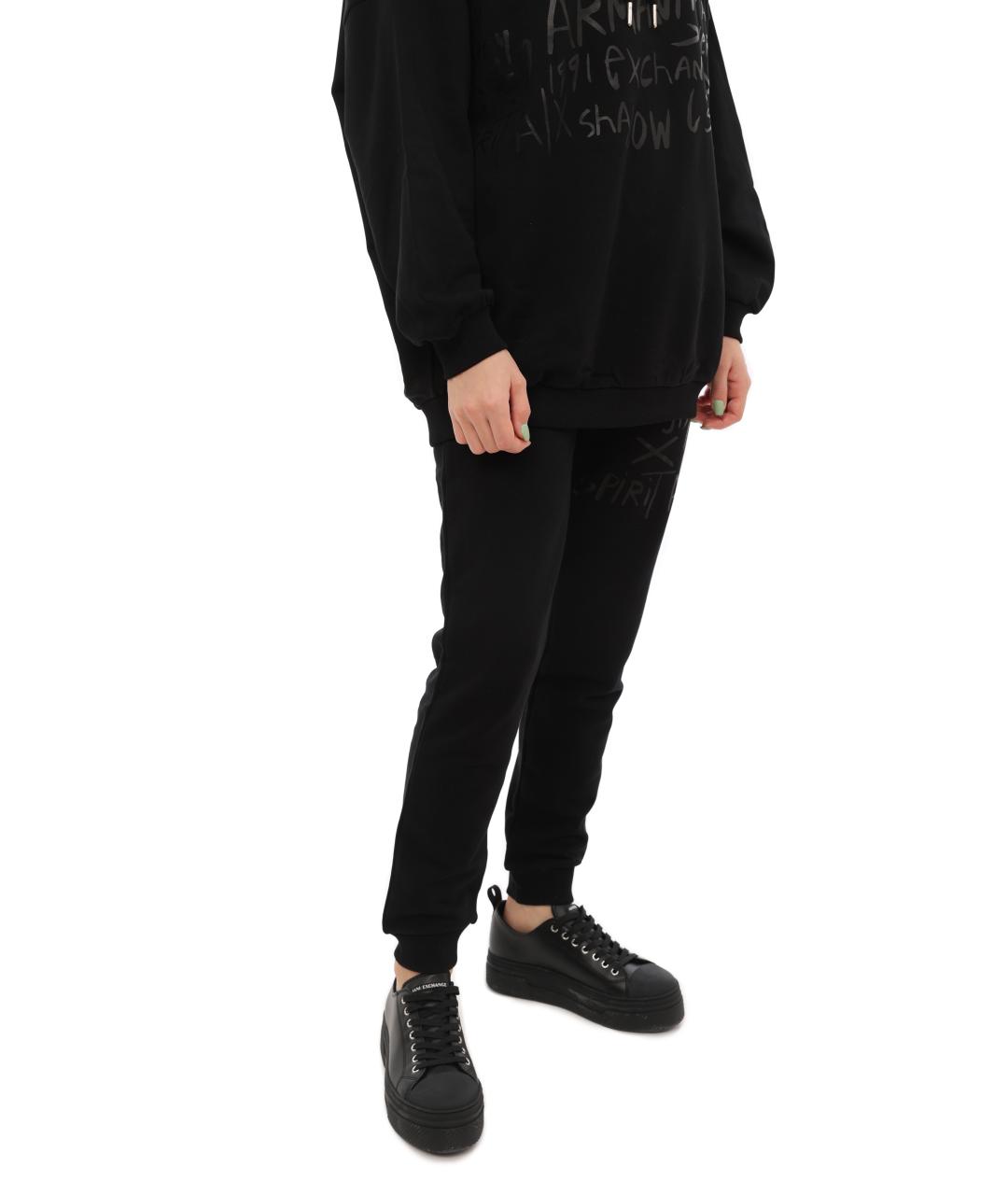 ARMANI EXCHANGE Черные хлопковые спортивные брюки и шорты, фото 3
