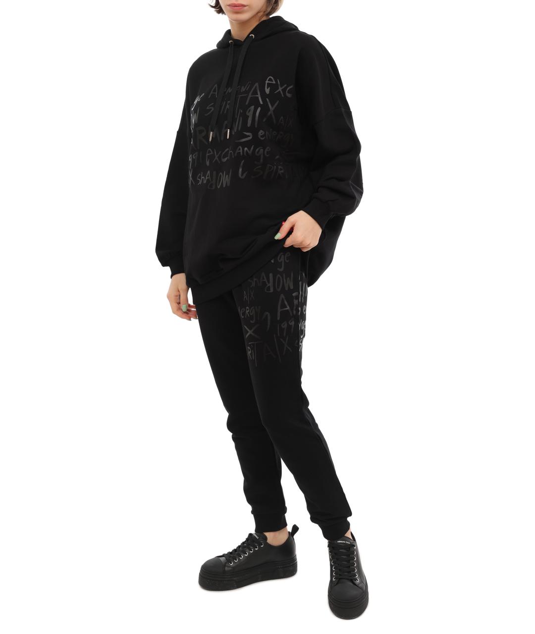 ARMANI EXCHANGE Черные хлопковые спортивные брюки и шорты, фото 4