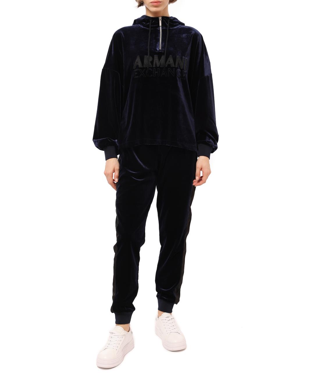 ARMANI EXCHANGE Темно-синие полиэстеровые спортивные брюки и шорты, фото 3