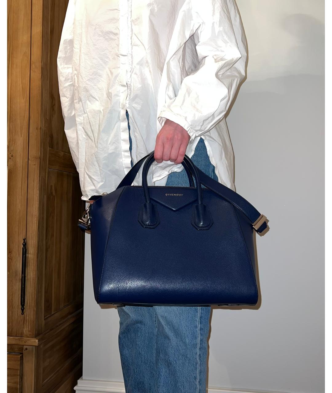 GIVENCHY Синяя кожаная сумка с короткими ручками, фото 9