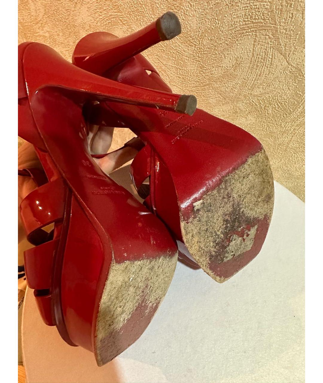 SAINT LAURENT Красные босоножки, фото 7
