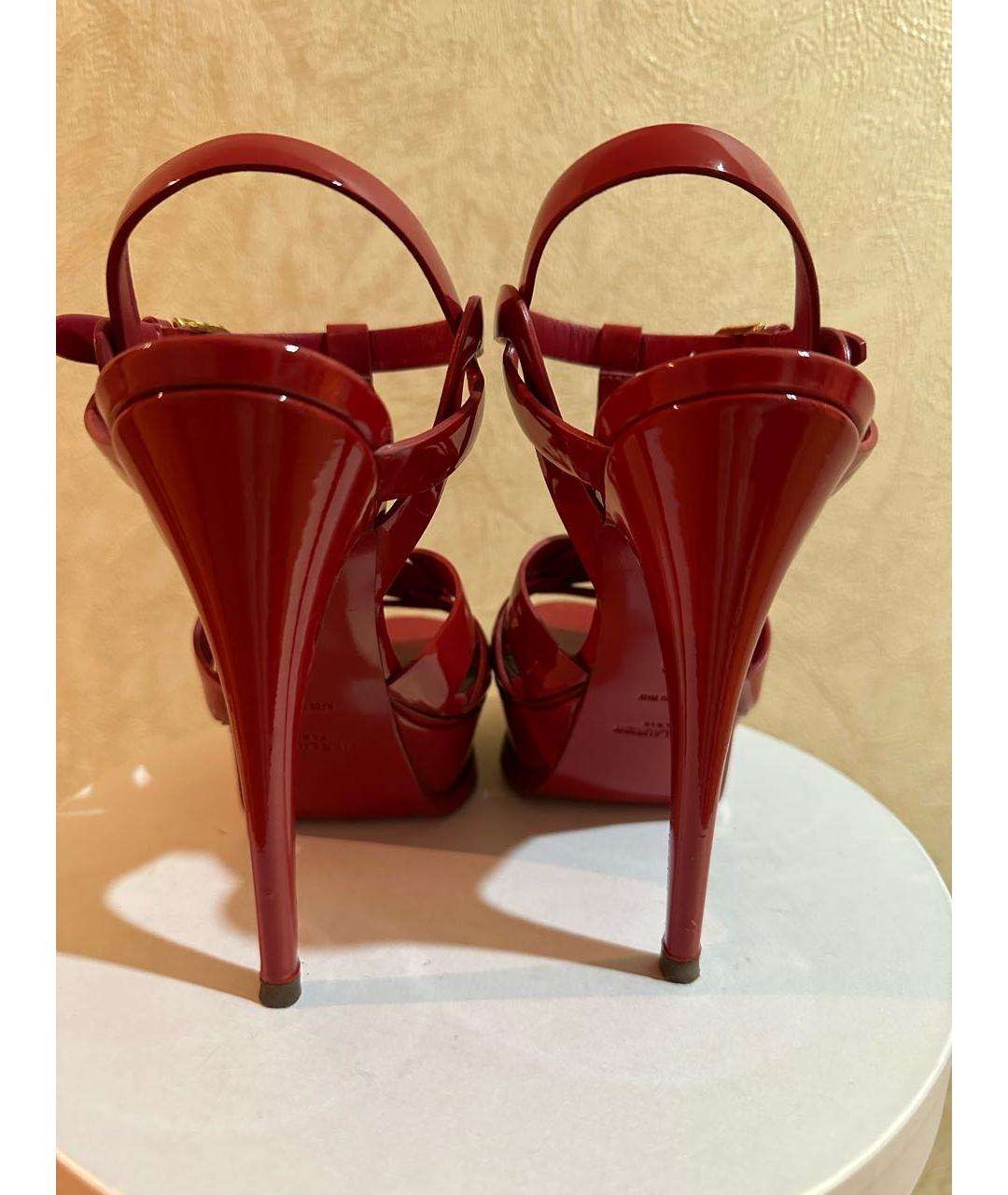 SAINT LAURENT Красные босоножки, фото 4