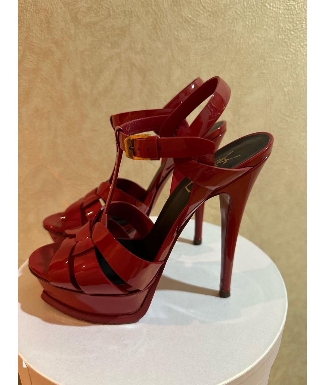 SAINT LAURENT Красные босоножки, фото 8