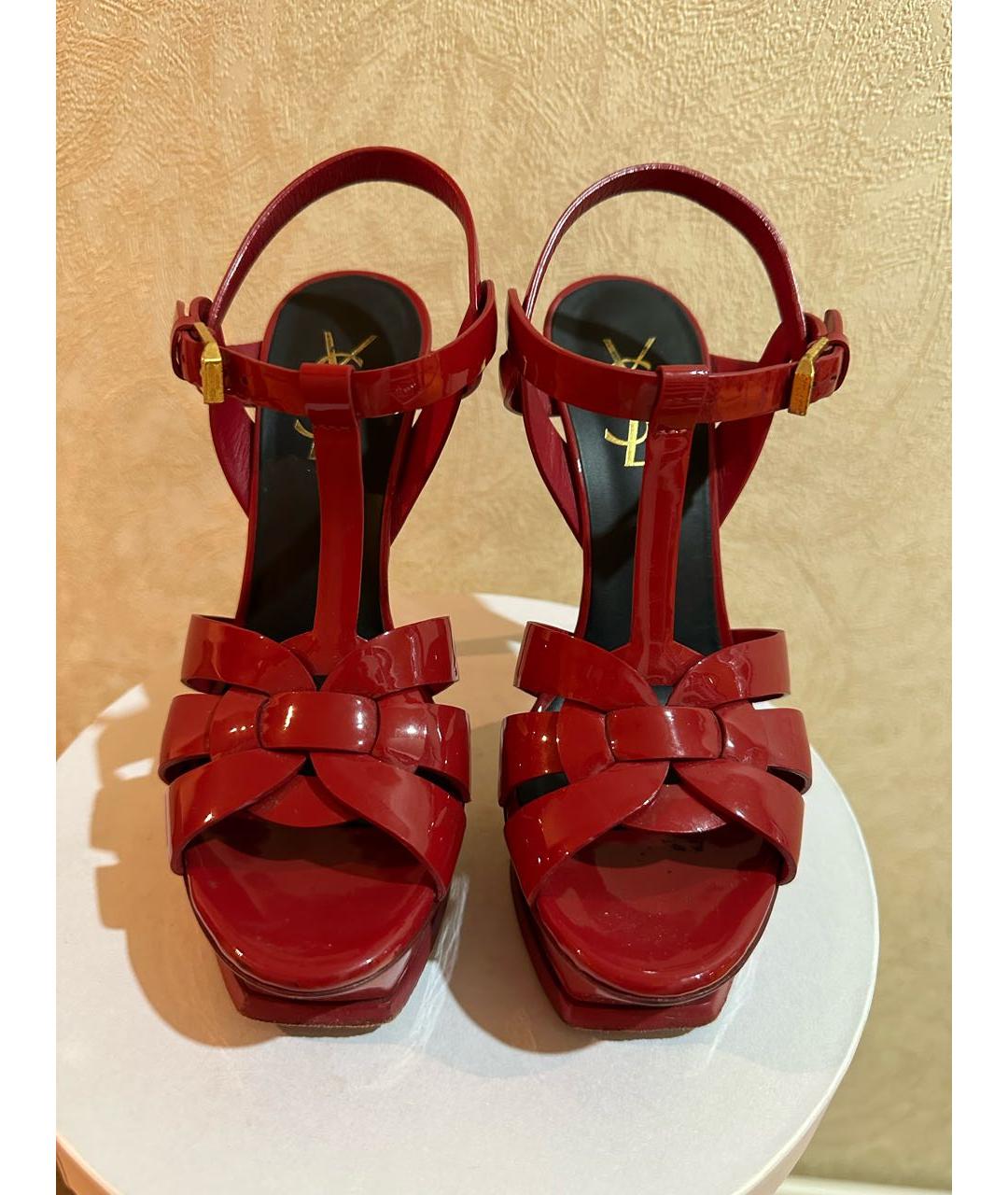SAINT LAURENT Красные босоножки, фото 3