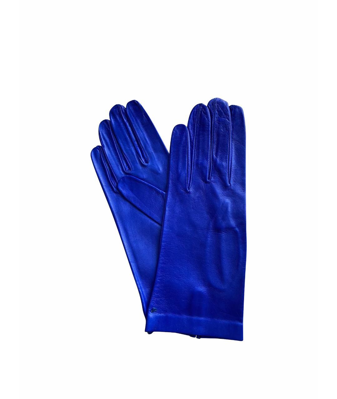 SERMONETA Синие кожаные перчатки, фото 1