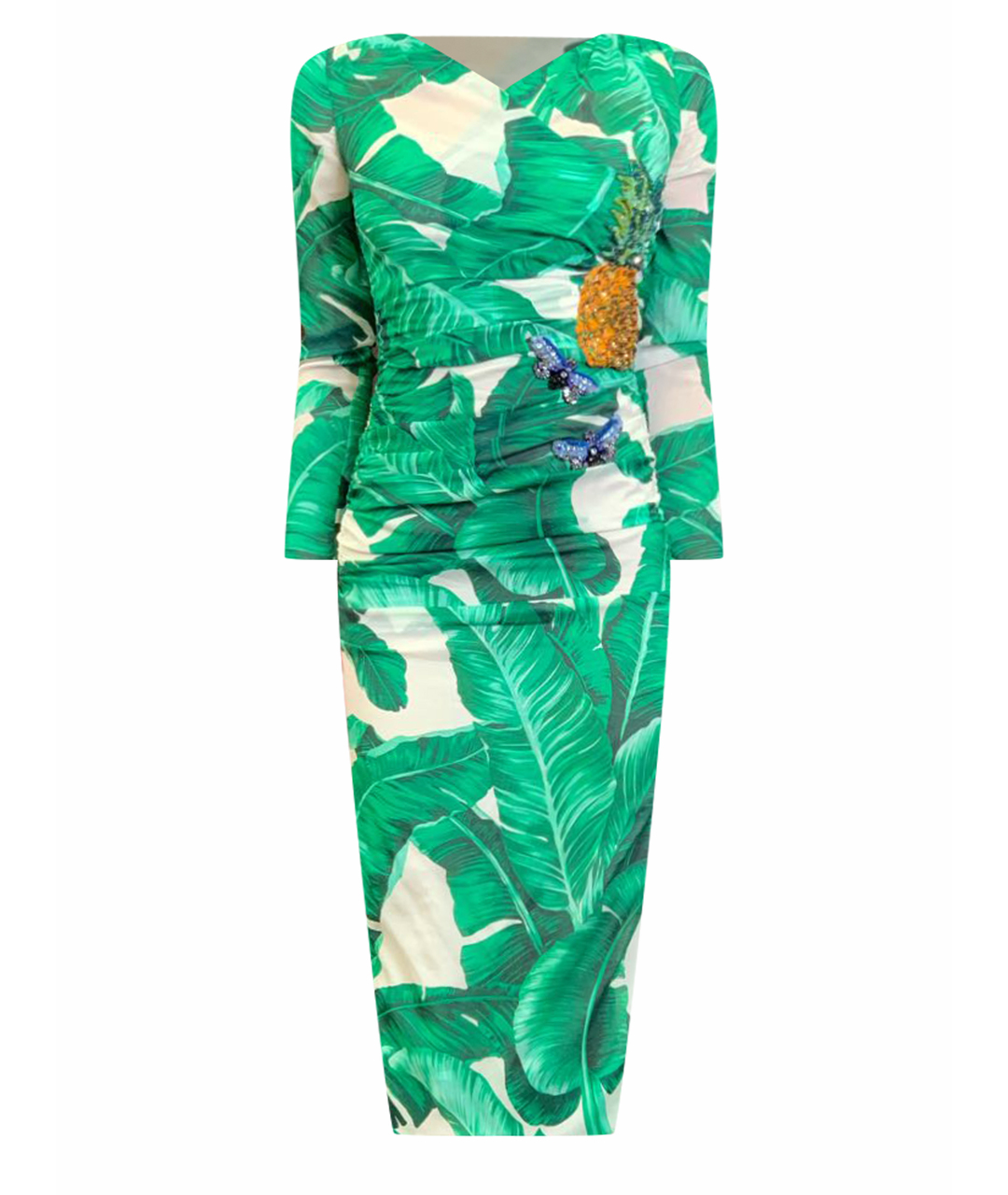 DOLCE&GABBANA Зеленые шелковое повседневное платье, фото 1