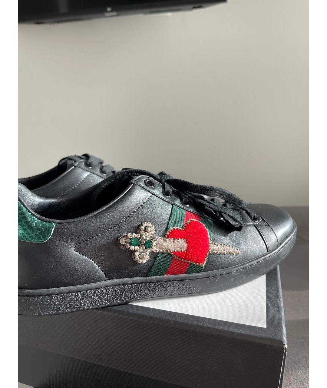 GUCCI Черные кожаные кеды, фото 3