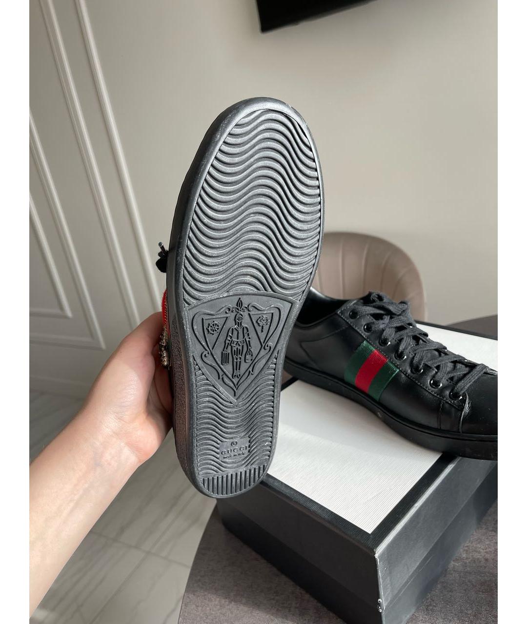 GUCCI Черные кожаные кеды, фото 5