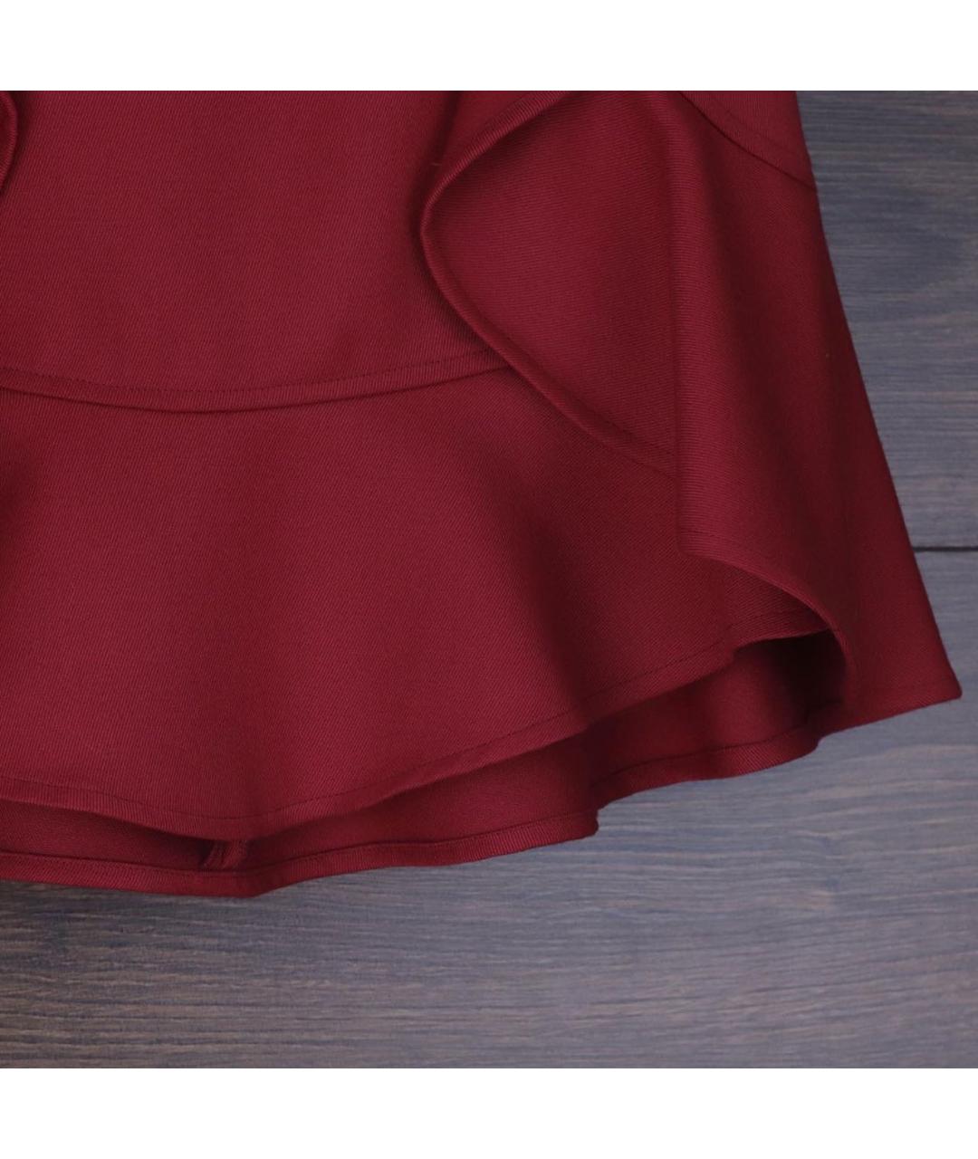 JO NO FUI Бордовая шерстяная юбка мини, фото 4