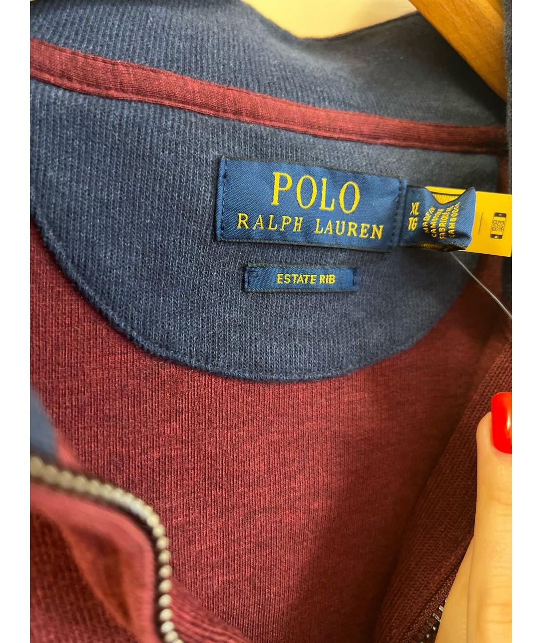 POLO RALPH LAUREN Бордовый хлопковый джемпер / свитер, фото 6
