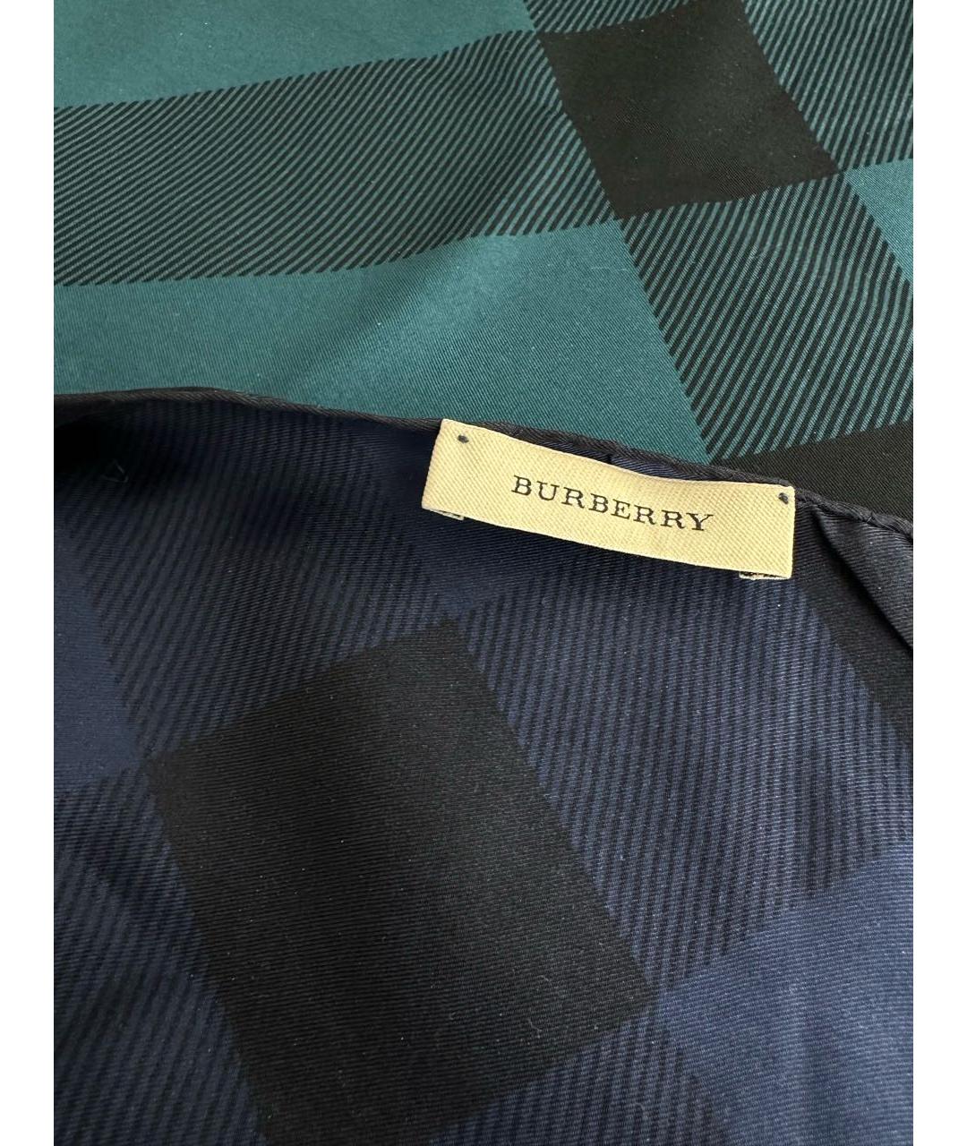 BURBERRY Синий шелковый платок, фото 3