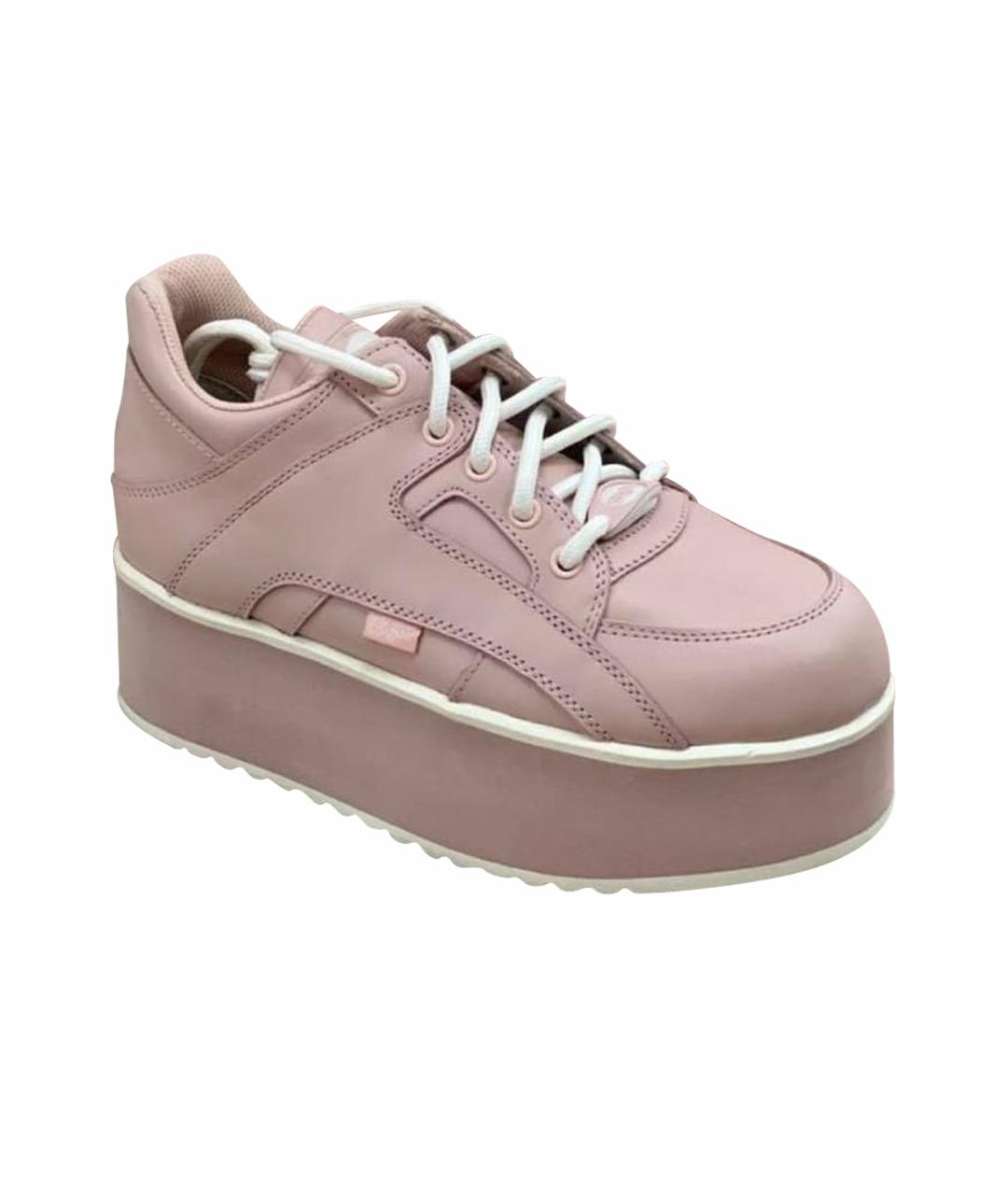 BUFFALO Розовые кожаные кроссовки, фото 1