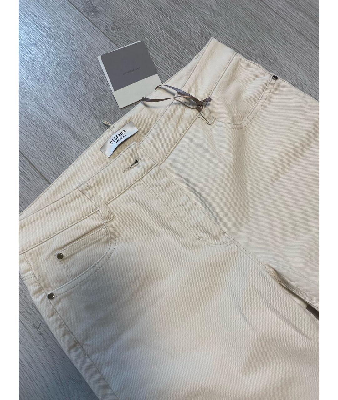 PESERICO Бежевые хлопко-эластановые прямые джинсы, фото 4