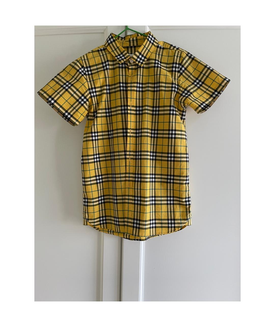 BURBERRY Желтая хлопковая детская рубашка, фото 8