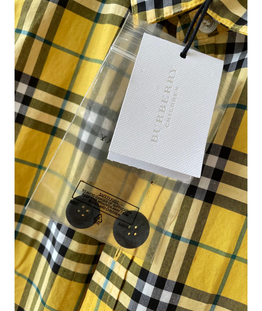 BURBERRY Желтая хлопковая детская рубашка, фото 9