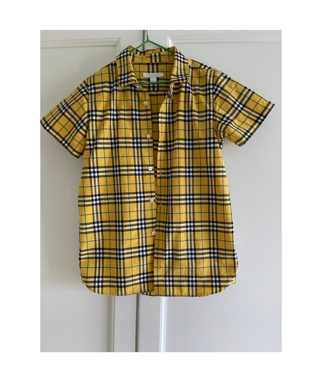 BURBERRY Желтая хлопковая детская рубашка, фото 5