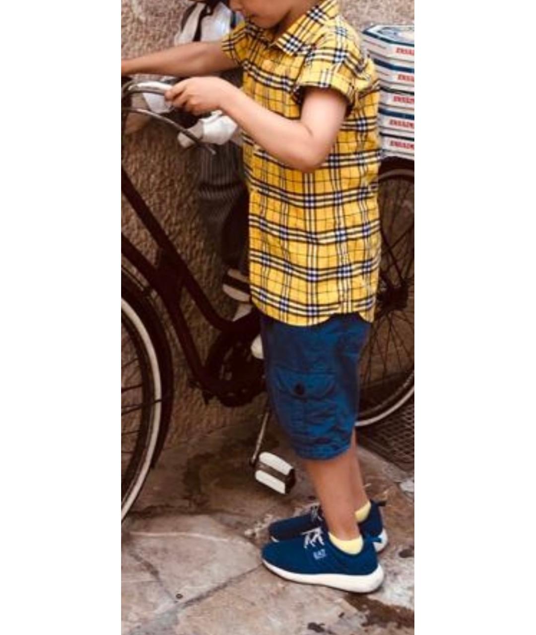 BURBERRY Желтая хлопковая детская рубашка, фото 9