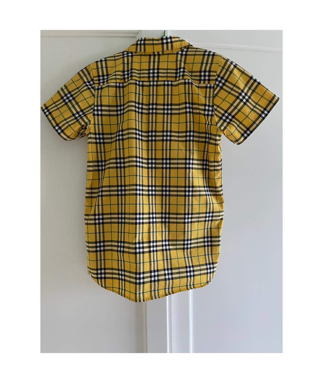 BURBERRY Желтая хлопковая детская рубашка, фото 2