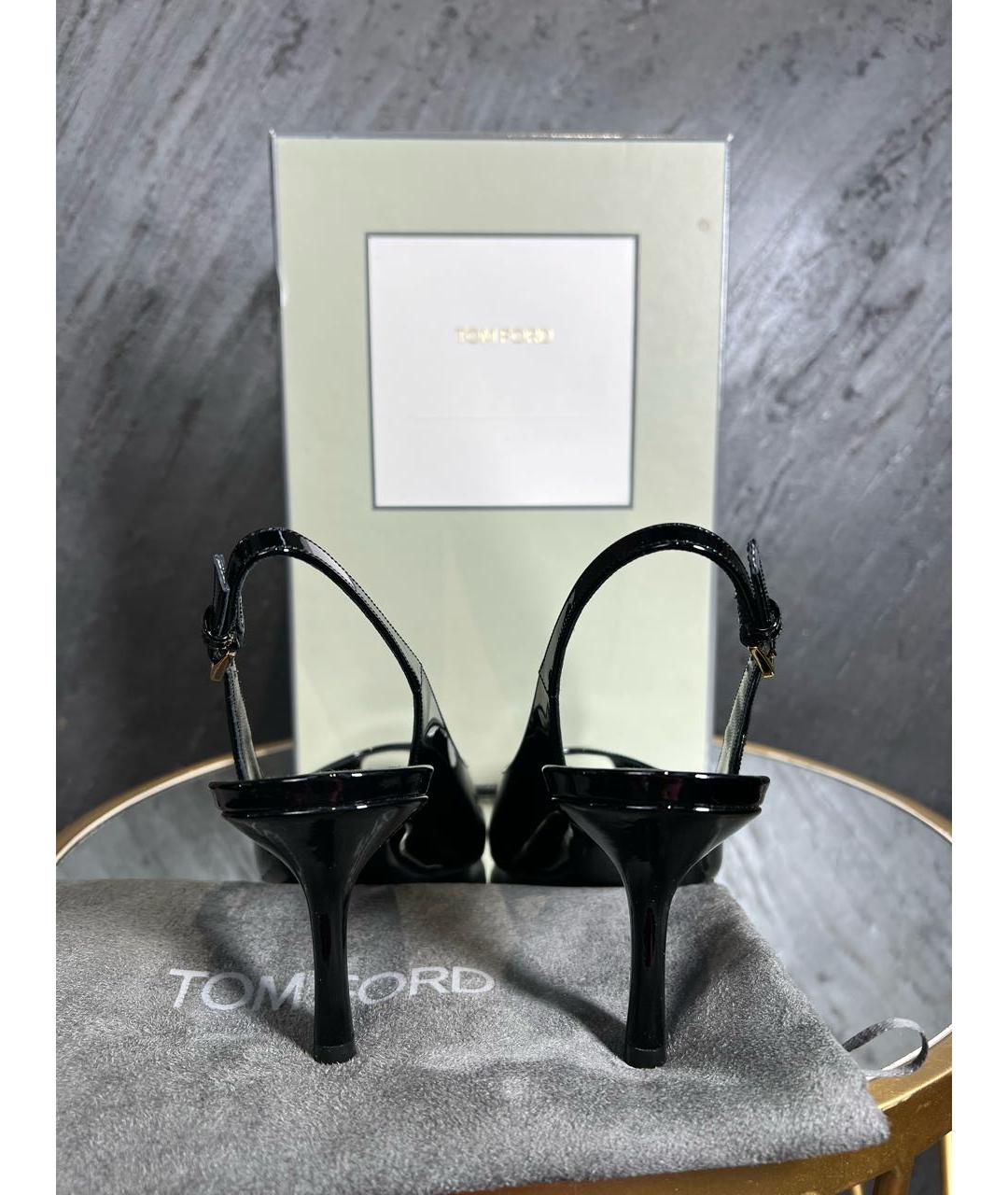 TOM FORD Черные босоножки из лакированной кожи, фото 3