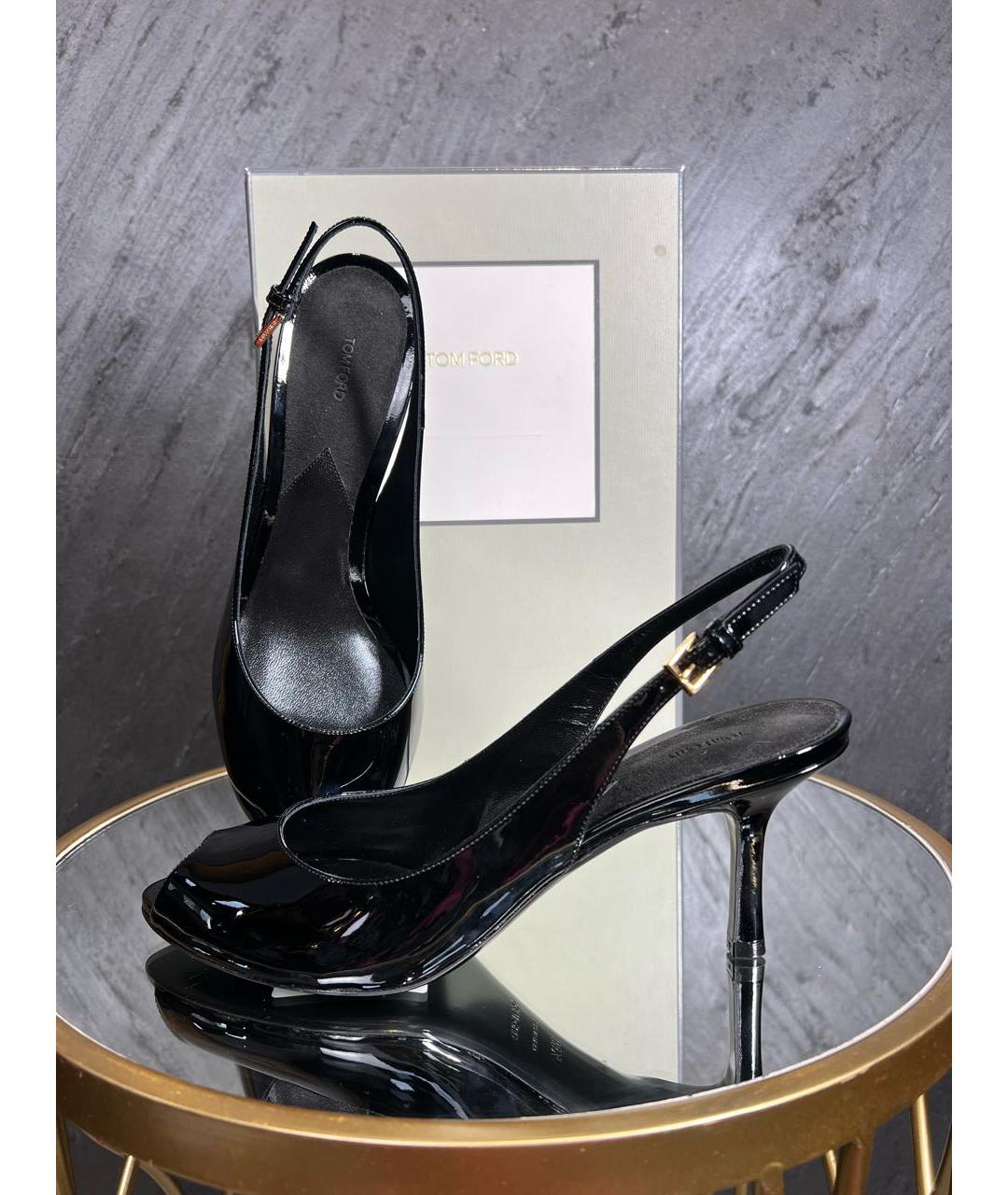 TOM FORD Черные босоножки из лакированной кожи, фото 7