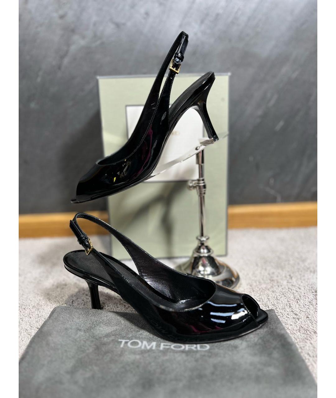 TOM FORD Черные босоножки из лакированной кожи, фото 9