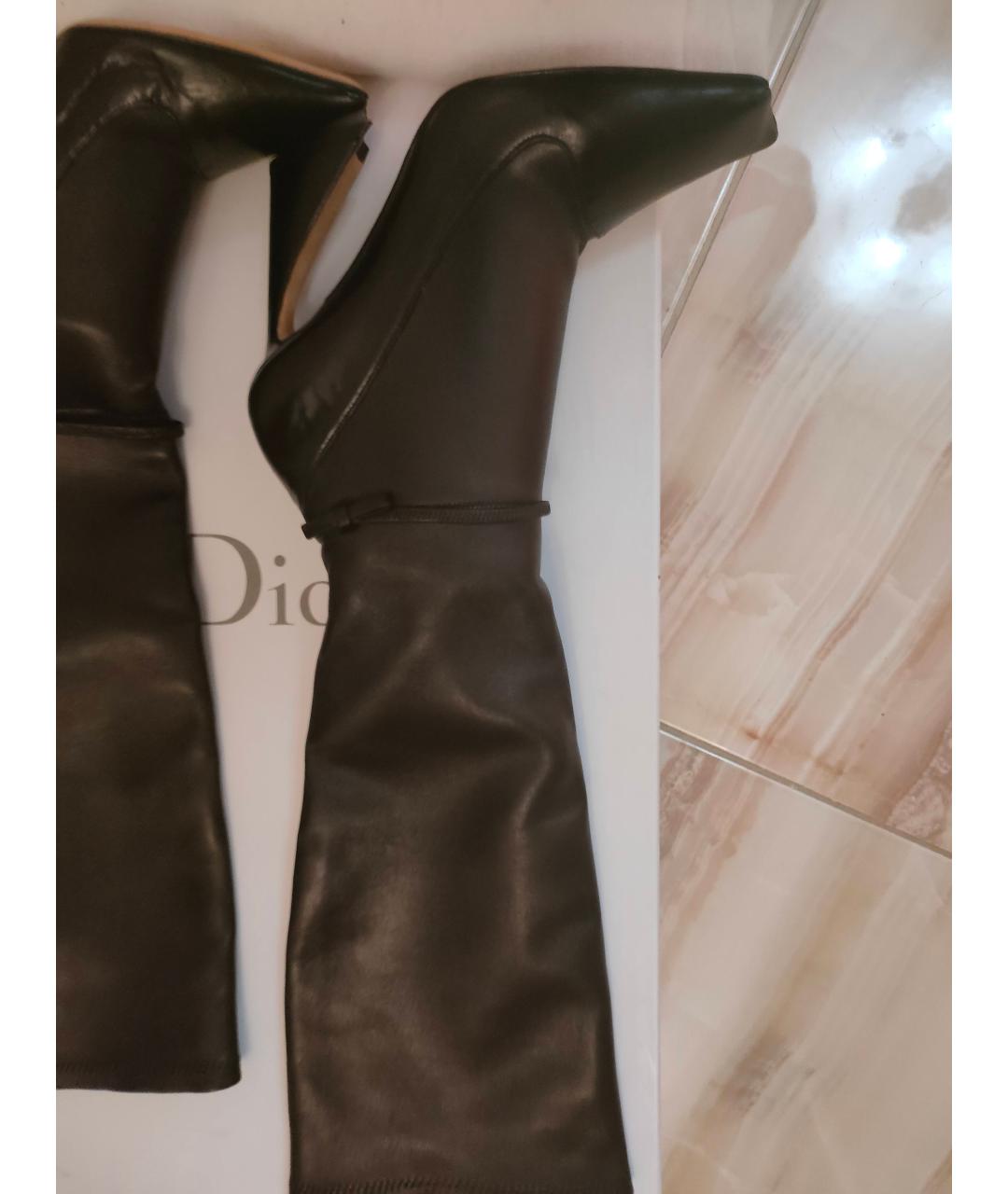 CHRISTIAN DIOR Черные кожаные сапоги, фото 7