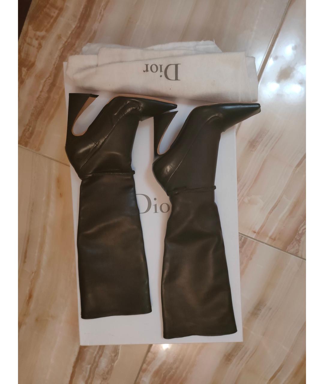 CHRISTIAN DIOR Черные кожаные сапоги, фото 9