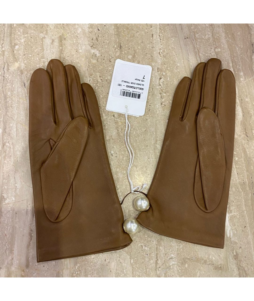 CHRISTIAN DIOR PRE-OWNED Коричневые кожаные перчатки, фото 4