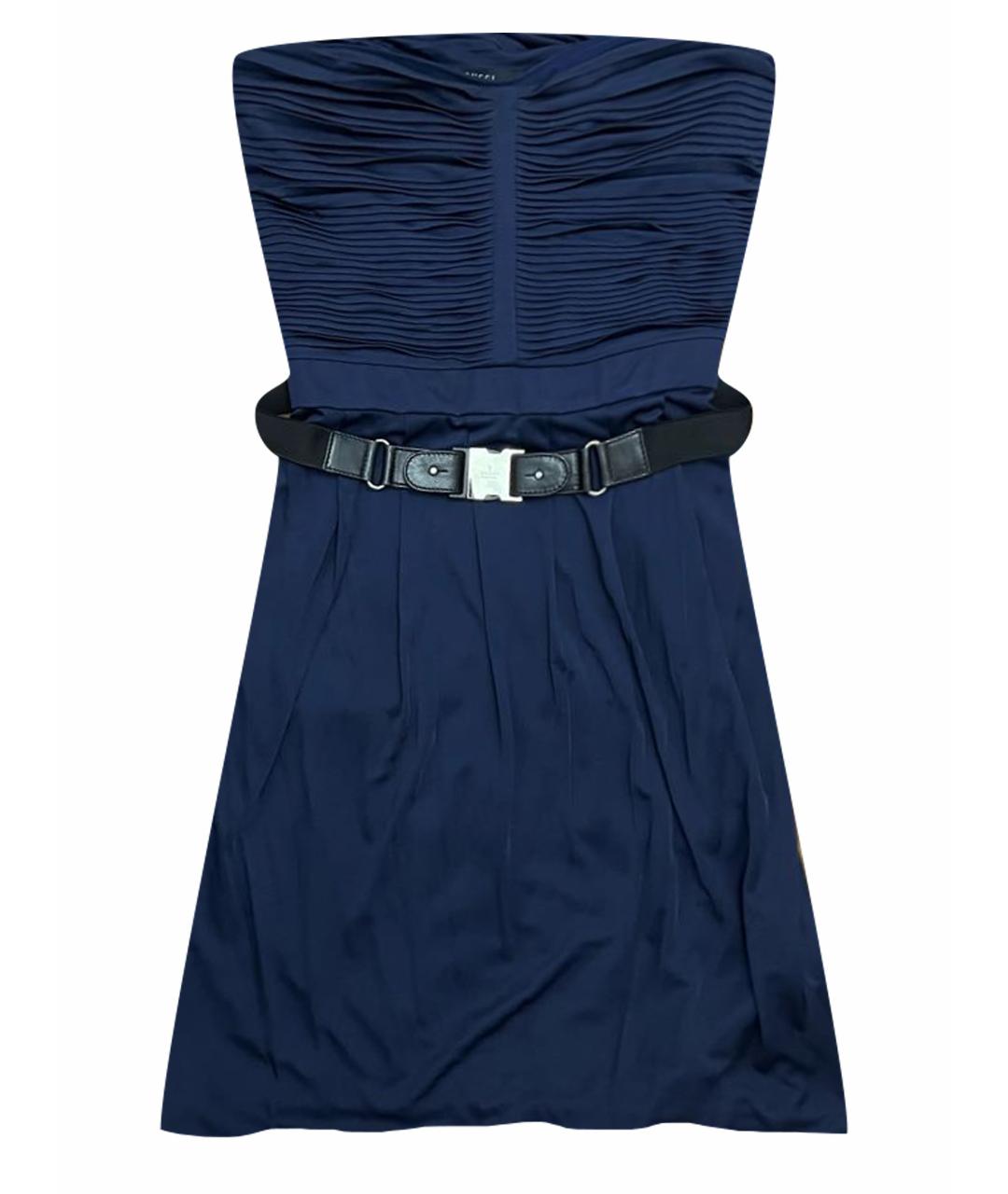 GUCCI Синее вискозное коктейльное платье, фото 1