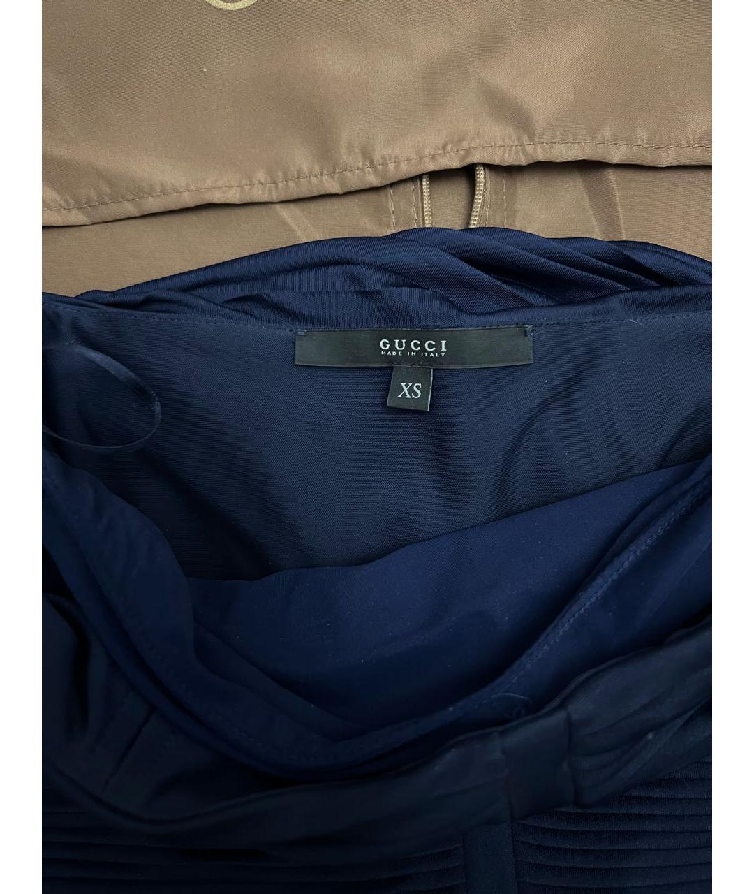 GUCCI Синее вискозное коктейльное платье, фото 3