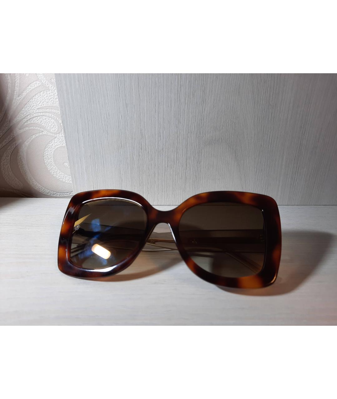 ELIE SAAB Коричневые пластиковые солнцезащитные очки, фото 5
