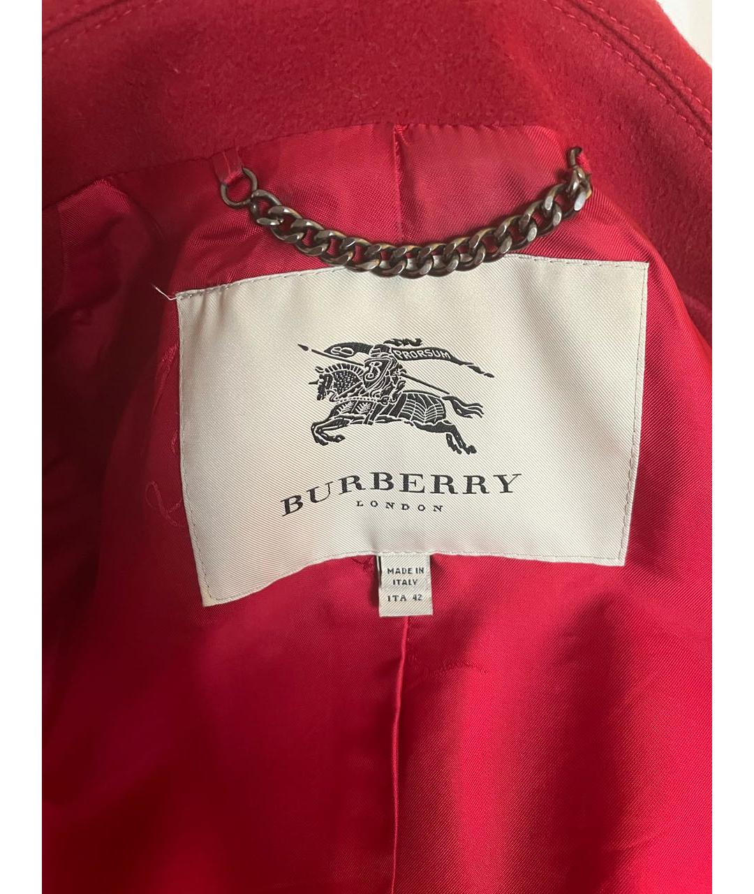 BURBERRY Красное шерстяное пальто, фото 2