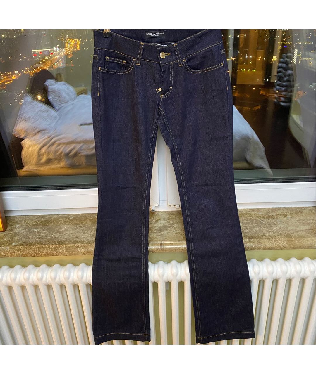 DOLCE&GABBANA Темно-синие хлопко-эластановые джинсы клеш, фото 6