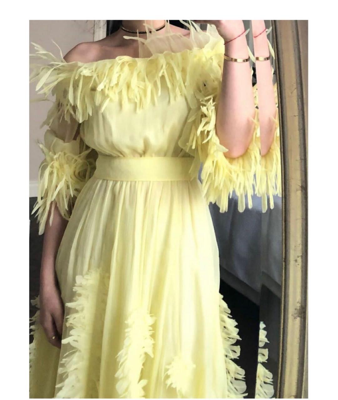 BLUMARINE Желтое шифоновое вечернее платье, фото 2