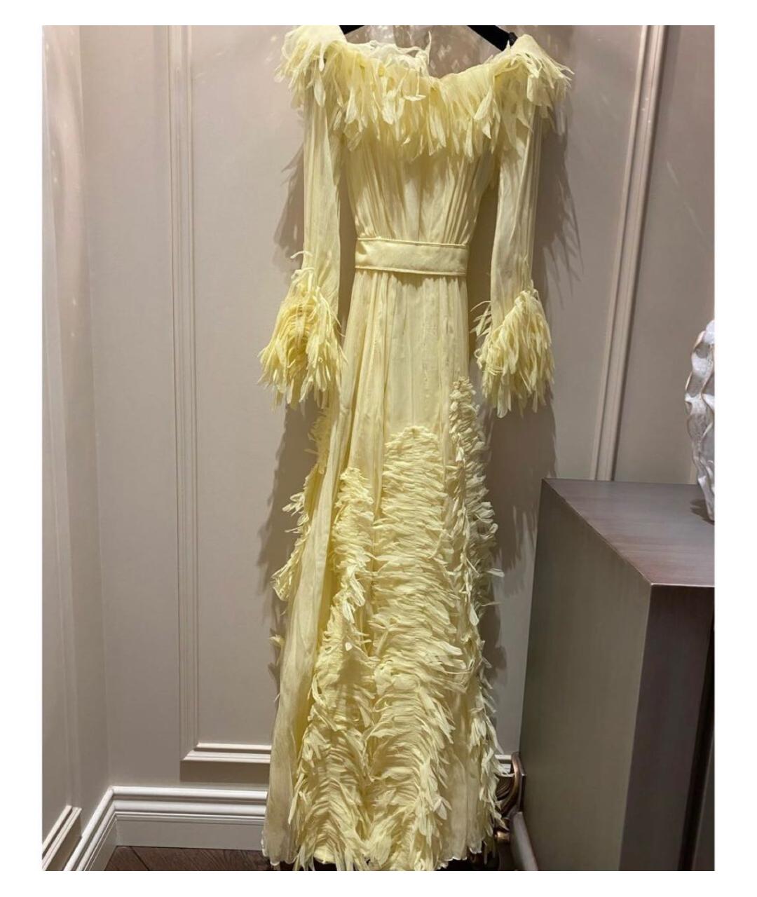 BLUMARINE Желтое шифоновое вечернее платье, фото 6