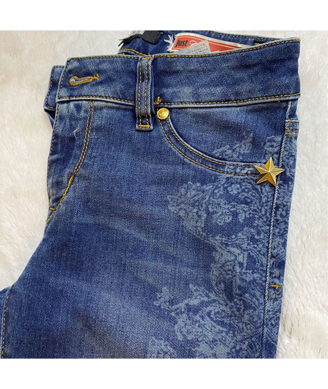 JUST CAVALLI Синие хлопко-эластановые джинсы слим, фото 3