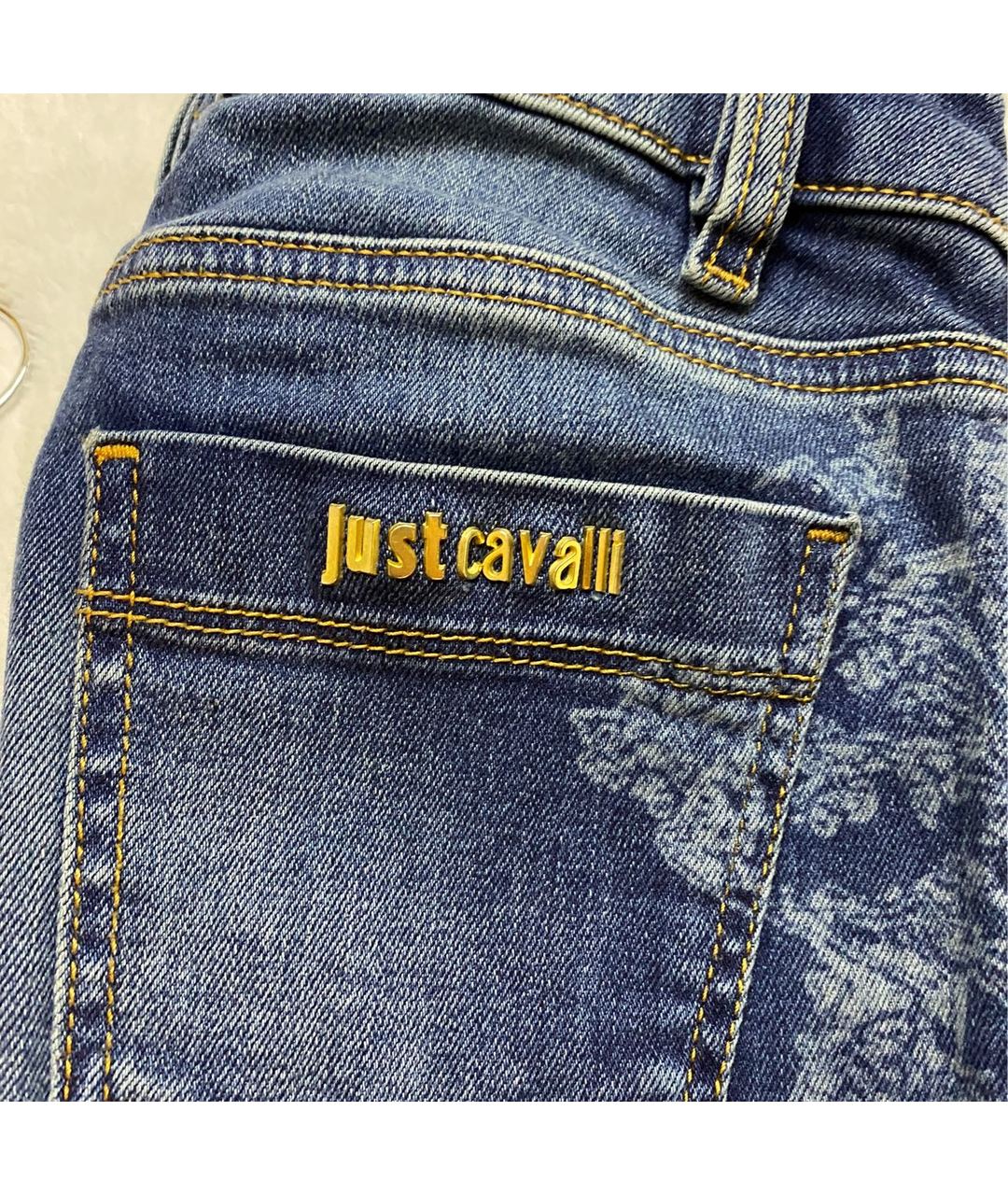 JUST CAVALLI Синие хлопко-эластановые джинсы слим, фото 4