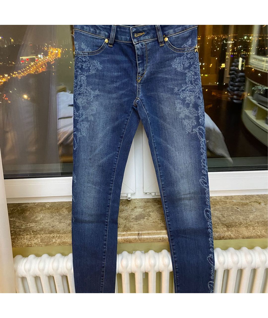 JUST CAVALLI Синие хлопко-эластановые джинсы слим, фото 9