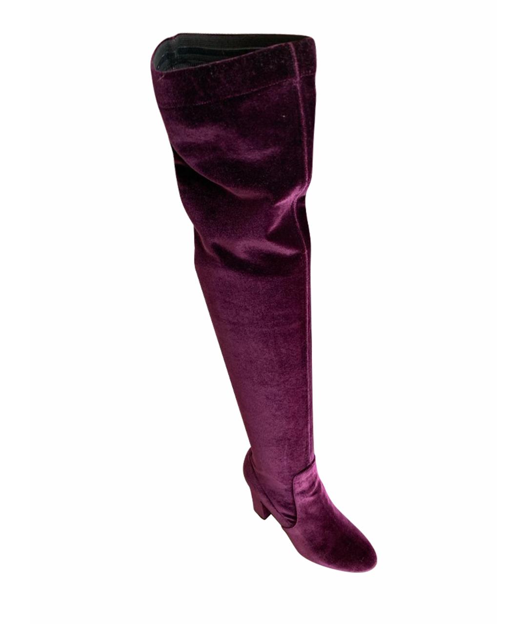 AQUAZZURA Фиолетовые бархатные сапоги, фото 1