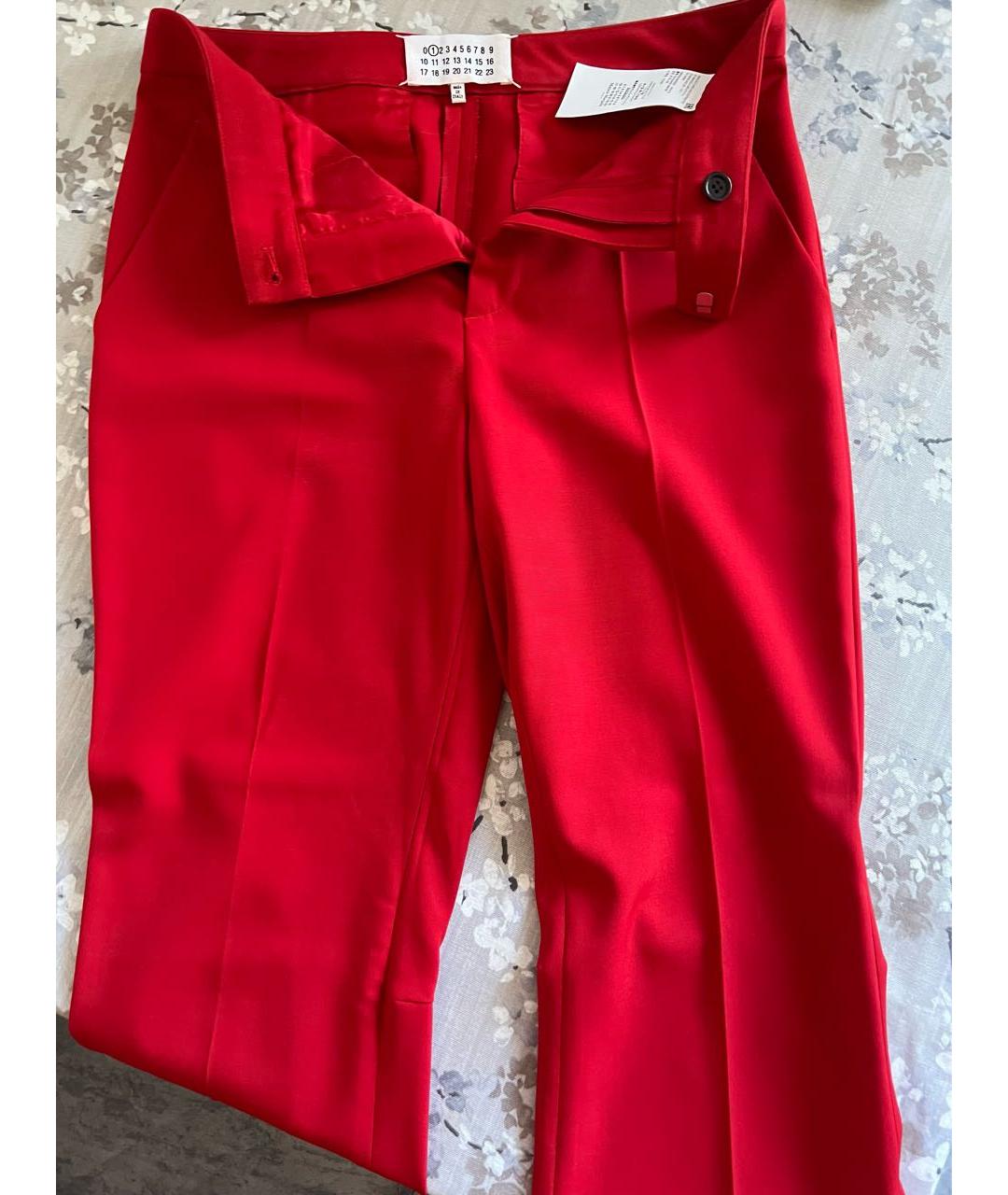 MAISON MARGIELA Красные вискозные брюки узкие, фото 4