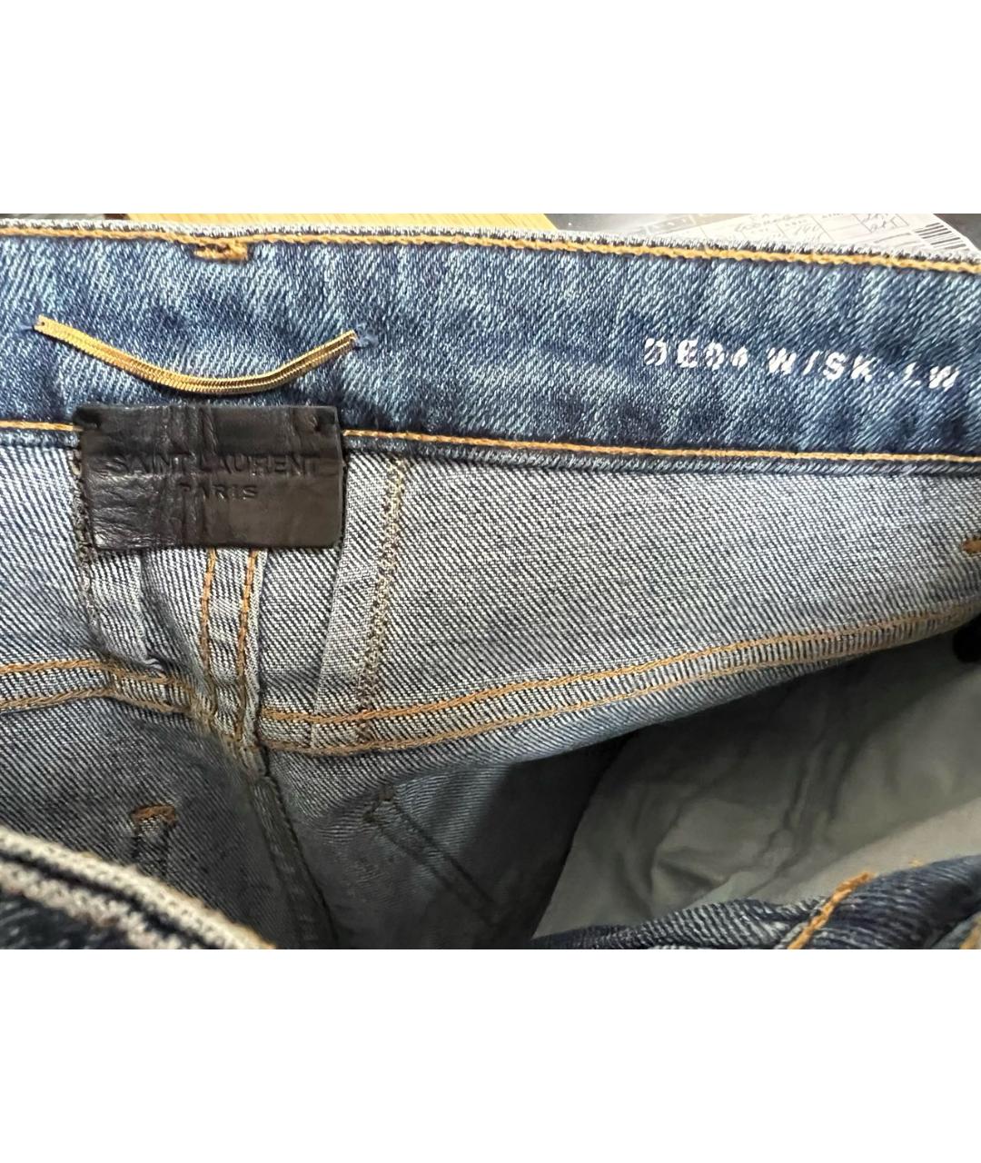 SAINT LAURENT Синие хлопковые джинсы слим, фото 3