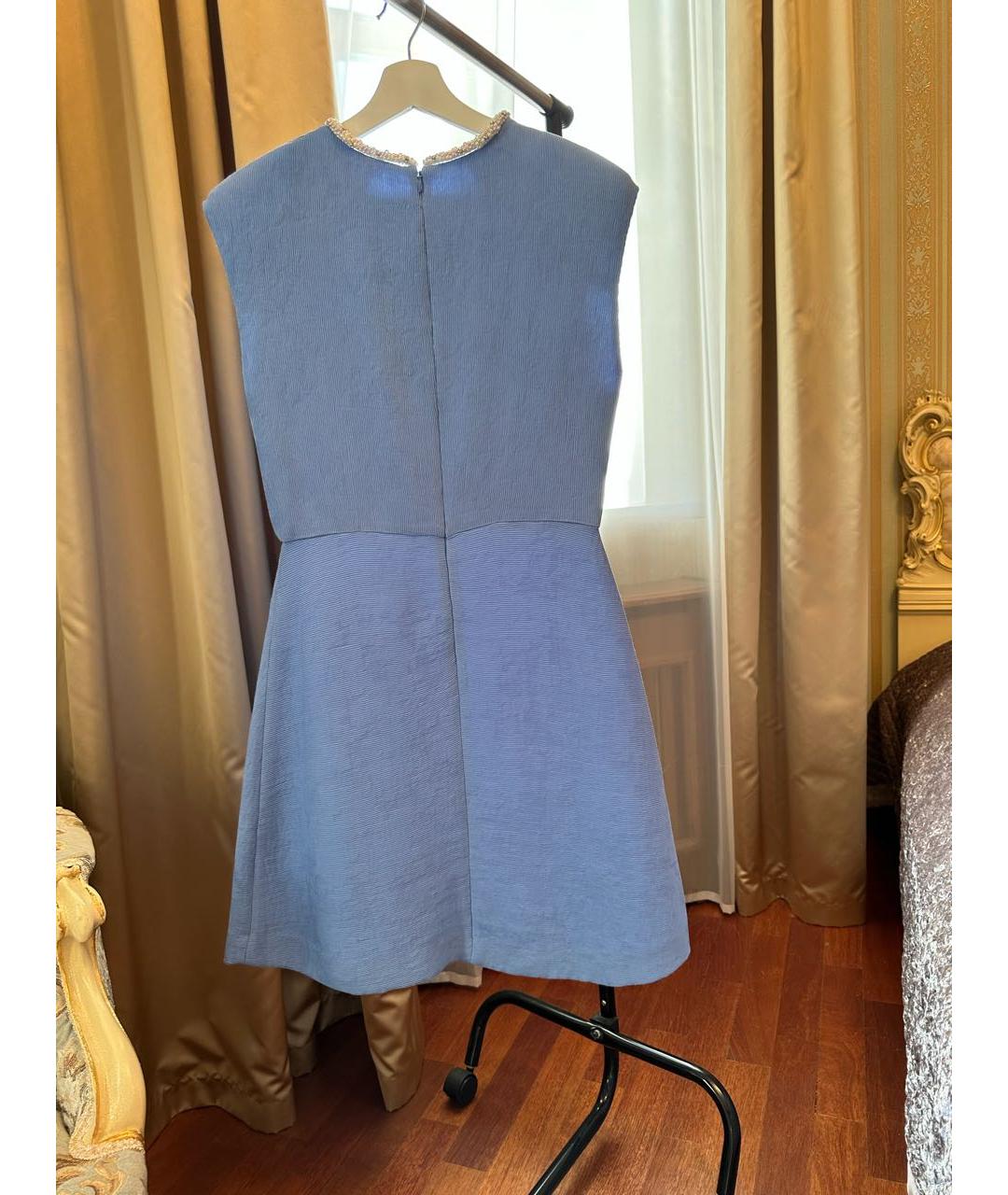 SANDRO Голубое вискозное коктейльное платье, фото 2